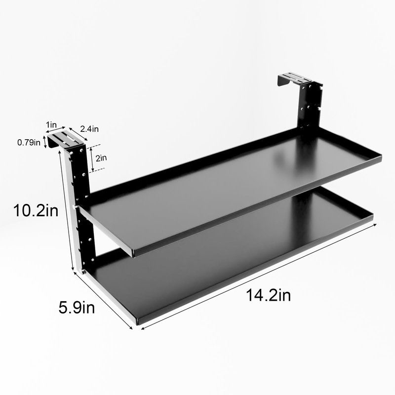 AKBFOX Office Cubicle Shelf - 14.2'' x 5.9'' Dual-Tier Storage Organizer Floating Corner Rack Hanging Shelf Height Adjustable Home Office Essentials for Planter Statue Decor Photo Frame