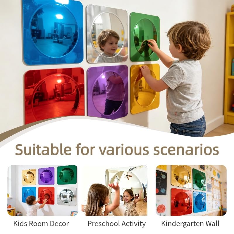 6-Piece Sensory Bubble Wall Mirror Set, Shatterproof Acrylic Wall Decor