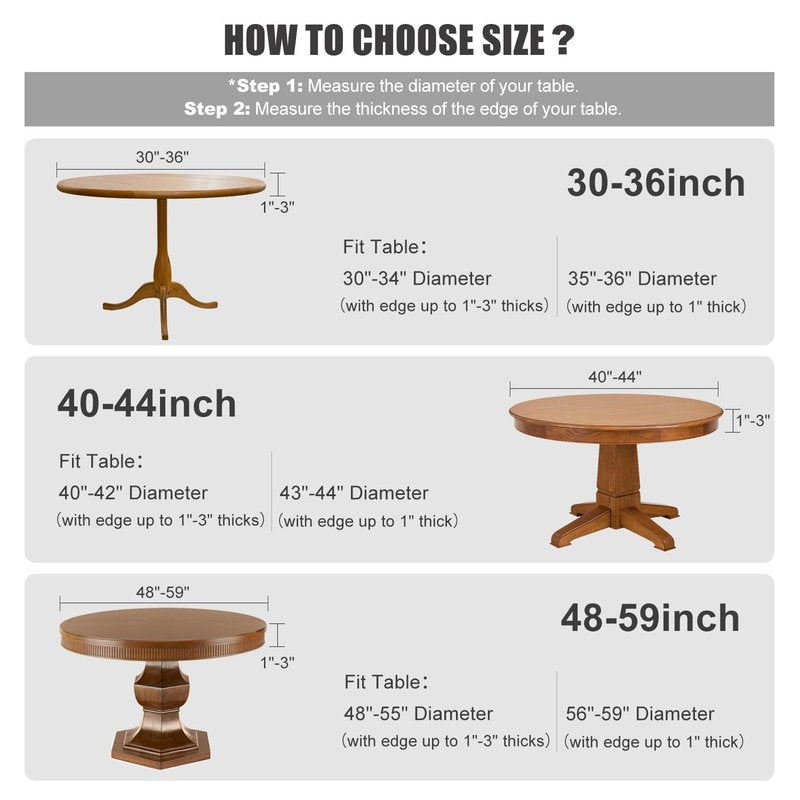 Obstal Fitted Round Table Cloth, Reversible Waterproof Stain Resistant Elastic Stretch Tablecloth, Wipe Clean Table Cover for Outdoor/Indoor Use, Fits Round Tables 30" - 36" Diameter, Cream