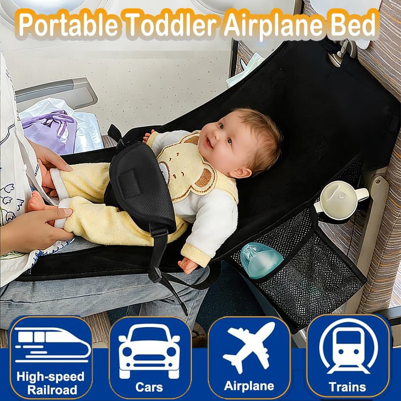 VANDOULUM Baby Airplane Bed, Travel Essentials for Flying, Toddler Airplane Seat Extender, Plane Portable High Chair Harness Seat for Little Baby (16 * 28inch)