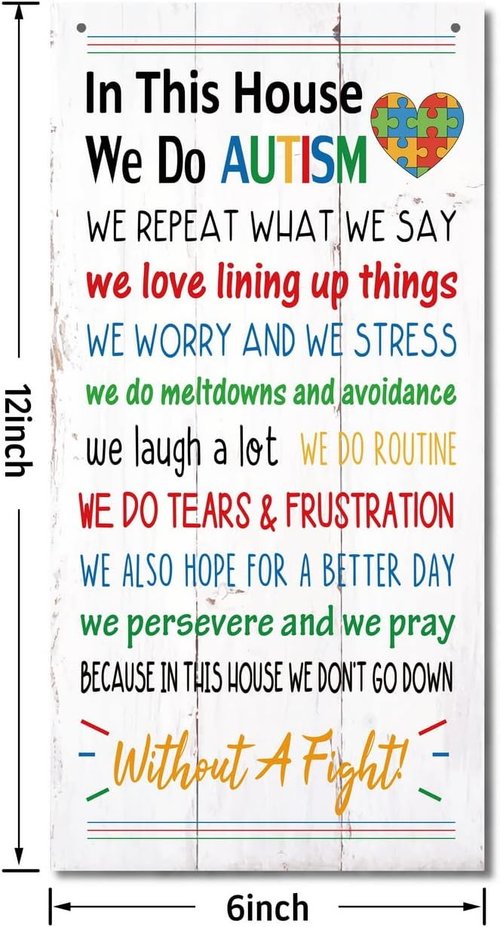 Autism House Decor - 'In This House We Do Autism' Motivational Wood Sign | Inspirational Home Decor