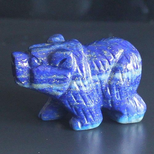 Hand-Carved Lapis Gemstone Bear Figurine | Unique Crystal Animal Sculpture