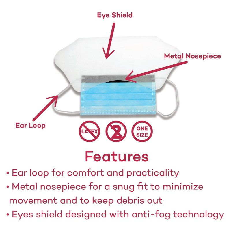 Dealmed Face Masks with Ear Loops and Eye Shield - Disposable Adult Face Masks for Hospitals, Medical Facilities, Food Services and More, 50 Count (Pack of 1)