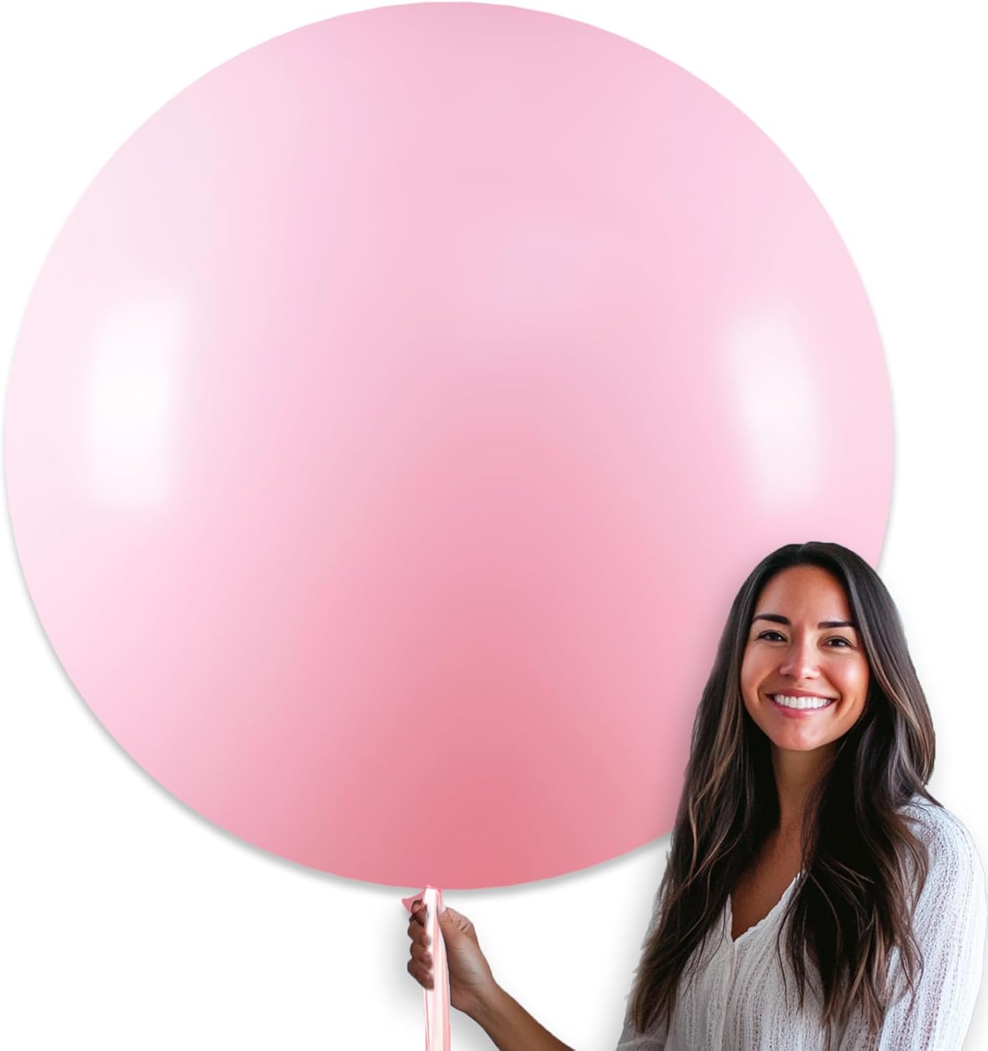 PartyWoo Baby Pink Balloons - 36 Inch Pastel Latex Helium Balloons for Baby Showers & Celebrations