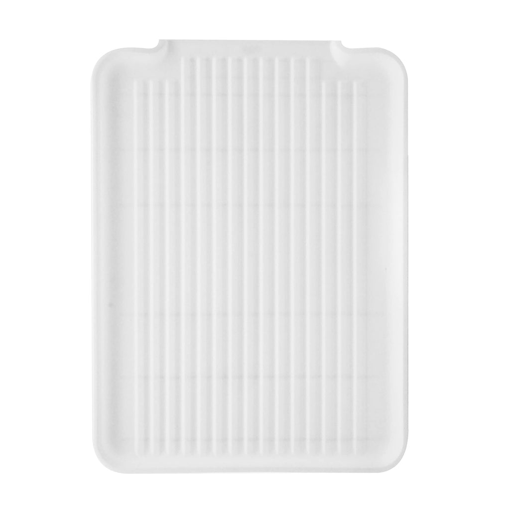 Oggi Dish Drain Board and Drying Rack Tray for Kitchen Counter, Plastic Drainboard with Raised Ridges, 12.75 x 17.25 inches - White