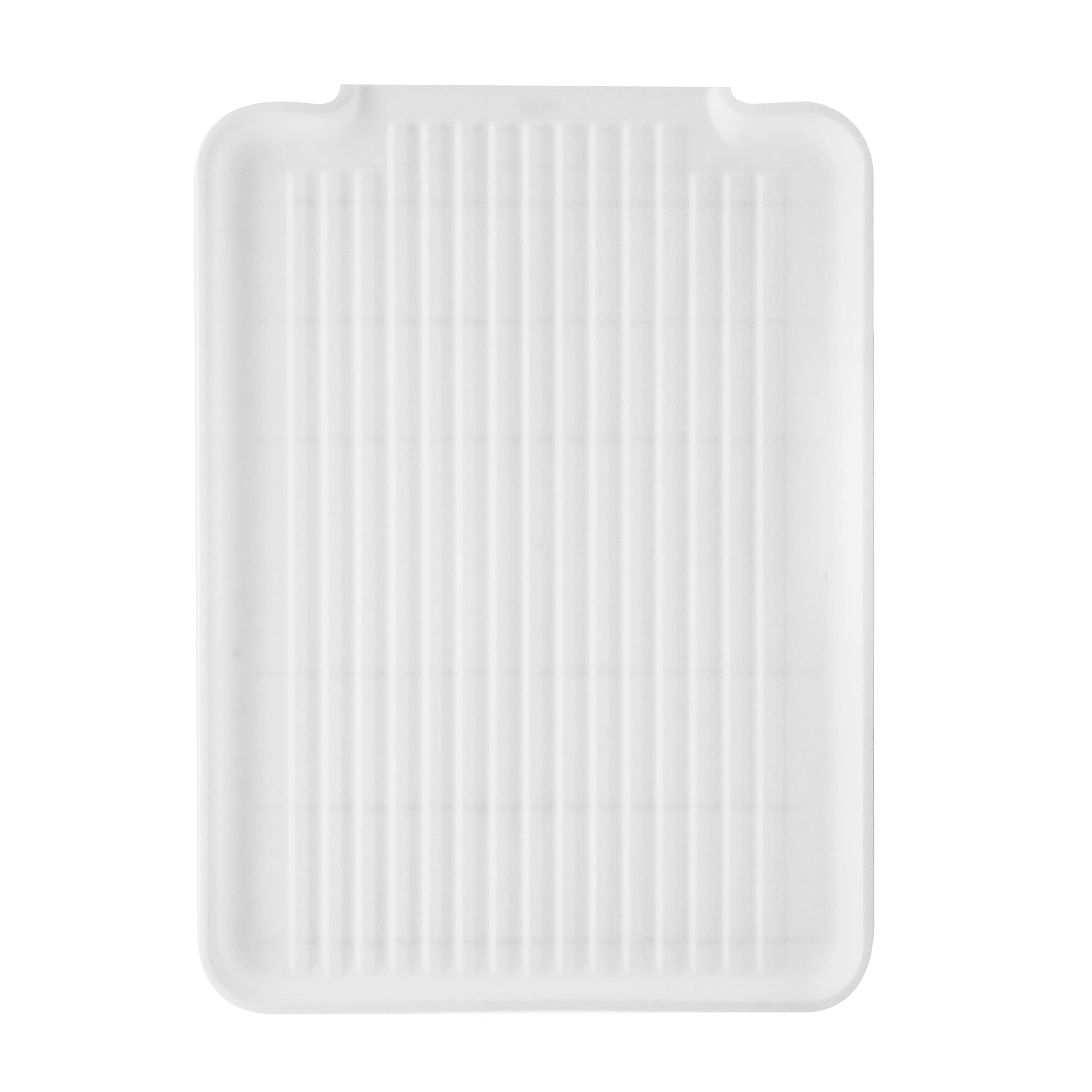 Oggi Dish Drain Board and Drying Rack Tray for Kitchen Counter, Plastic Drainboard with Raised Ridges, 12.75 x 17.25 inches - White