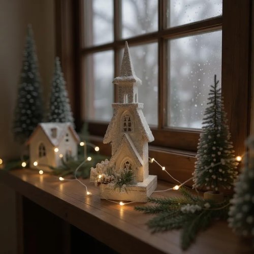 Light-Up Church | LED Timer Christmas Village House for Mantle, Shelf & Table Decor