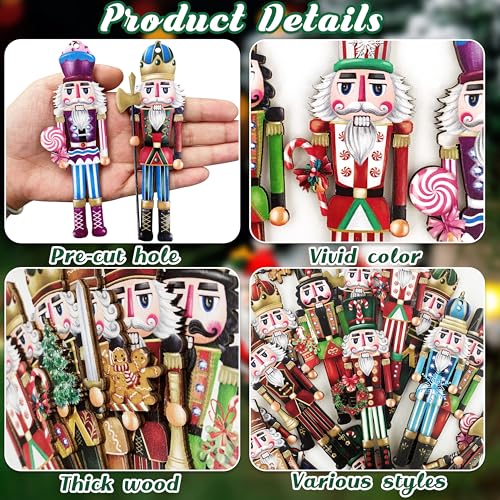 24-Piece Christmas Nutcracker Wooden Ornaments Set for Holiday Tree Decor