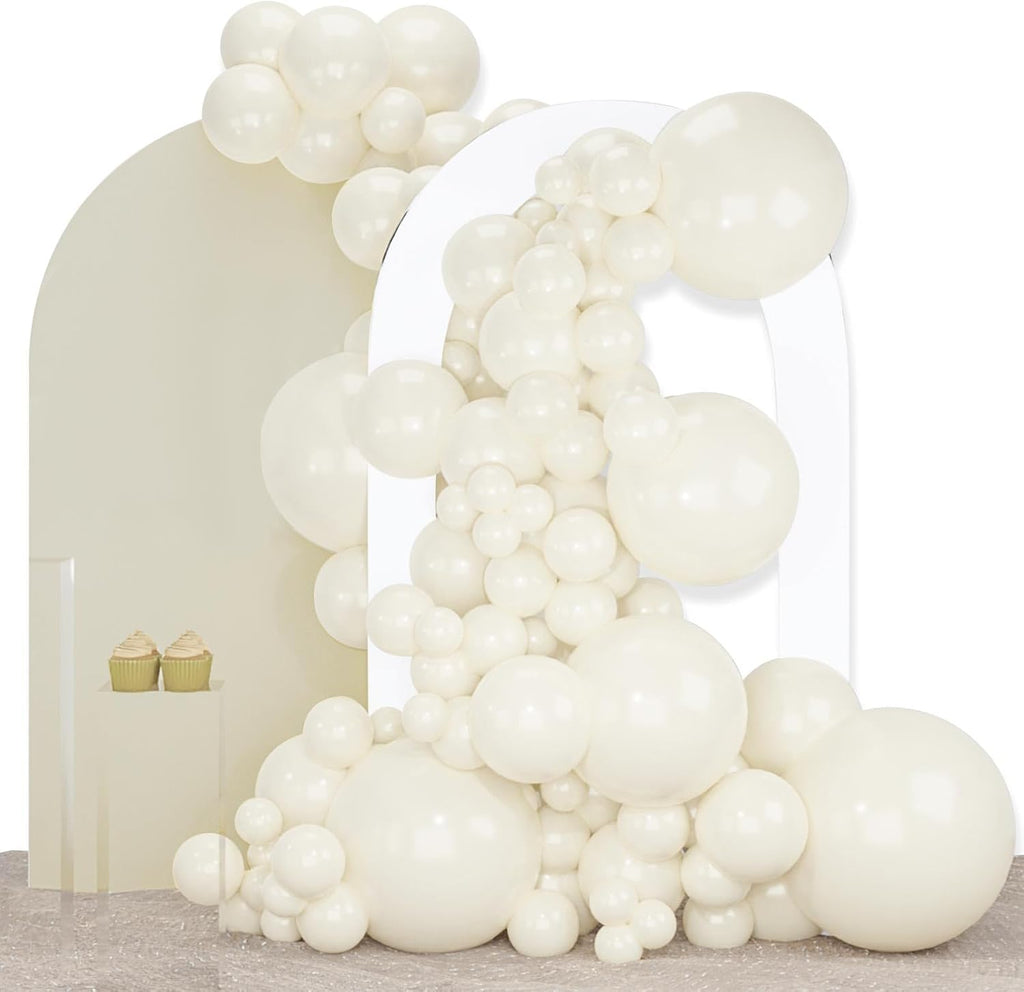 PartyWoo Beige Balloons - 140-Piece Cream & Ivory Balloon Arch Kit for Weddings, Graduations & Parties