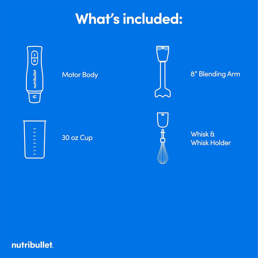 Nutribullet Immersion Blender - Powerful Dark Gray Handheld Mixer for Smoothies & Soups