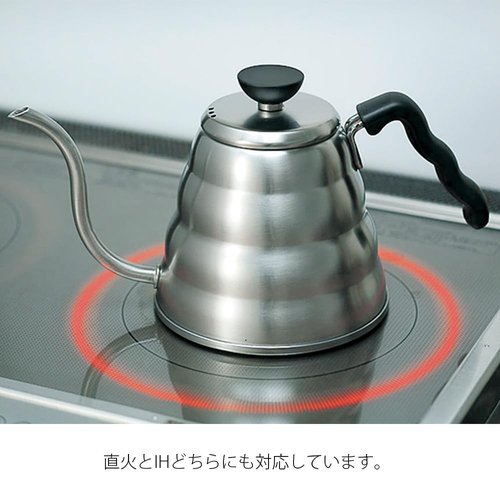 Hario V60 "Buono" Drip Kettle Stovetop Gooseneck Coffee Kettle 1.2L, Stainless Steel, Silver