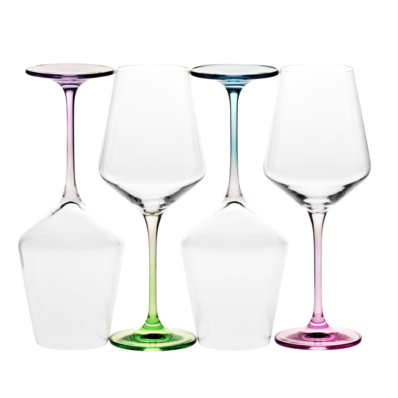 Krosno White Wine Glasses 4, Set of 4 Color Stemmed Glasses, Wedding Gift, Party Crystal Glass, Lead-Free, Durable, Scratch Resistant, Gift Idea, Made in Europe