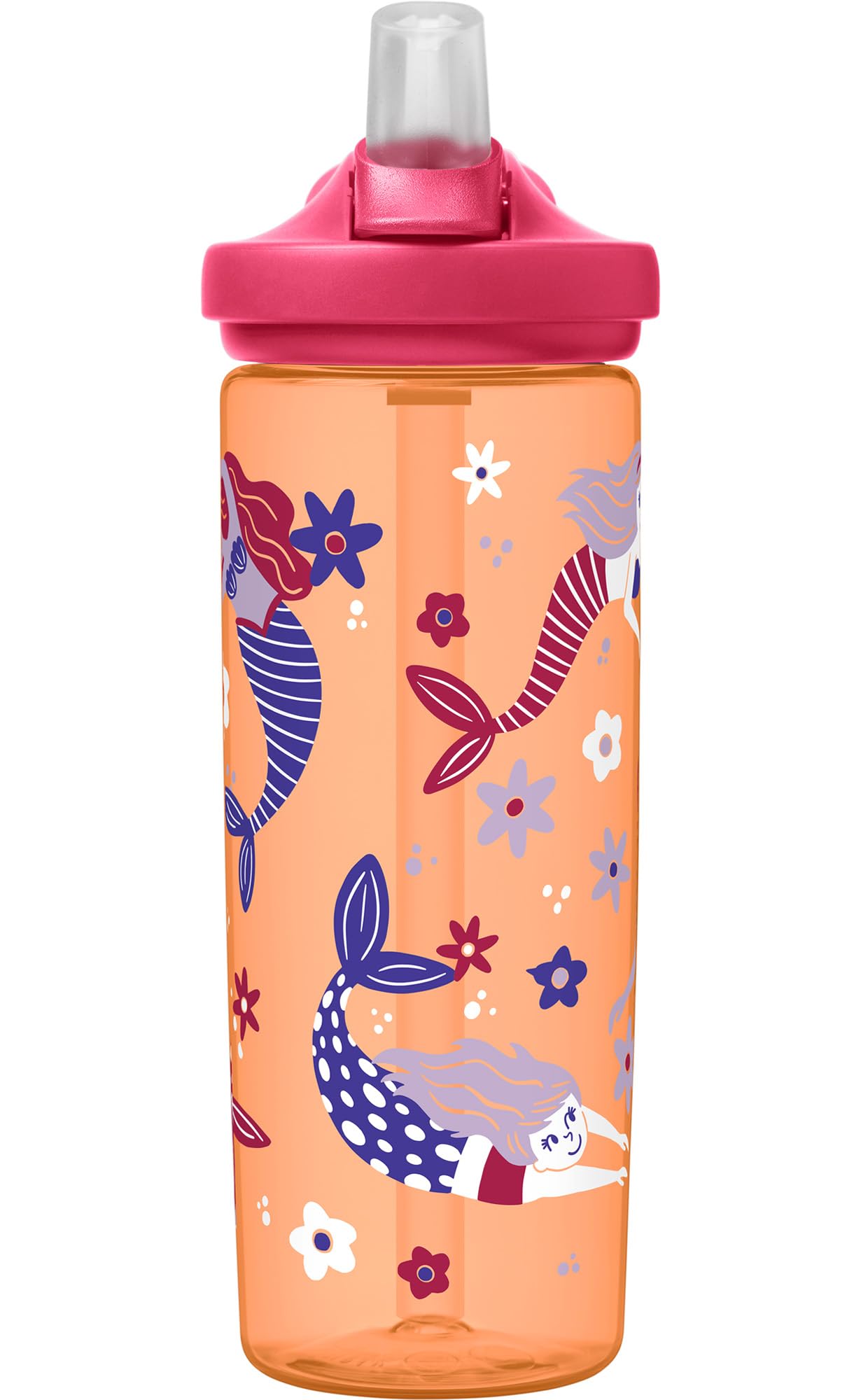 CamelBak Eddy+ Kids Bite Valve Straw Tritan Renew Water Bottle Retro Floral Mermaid, 20oz