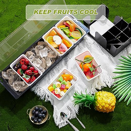 Tessco for You Garnish Tray with Lid - Plastic Bar Caddy with 5 Compartments