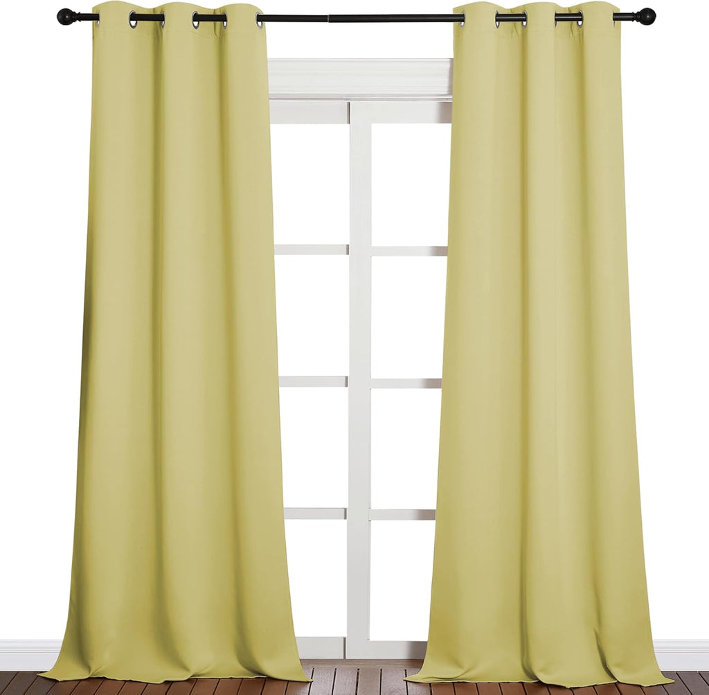 NICETOWN Blackout Curtains for Patio Glass Doors - Paler Yellow, 42" W x 95" L, 1 Pair | Privacy Panel Drapes