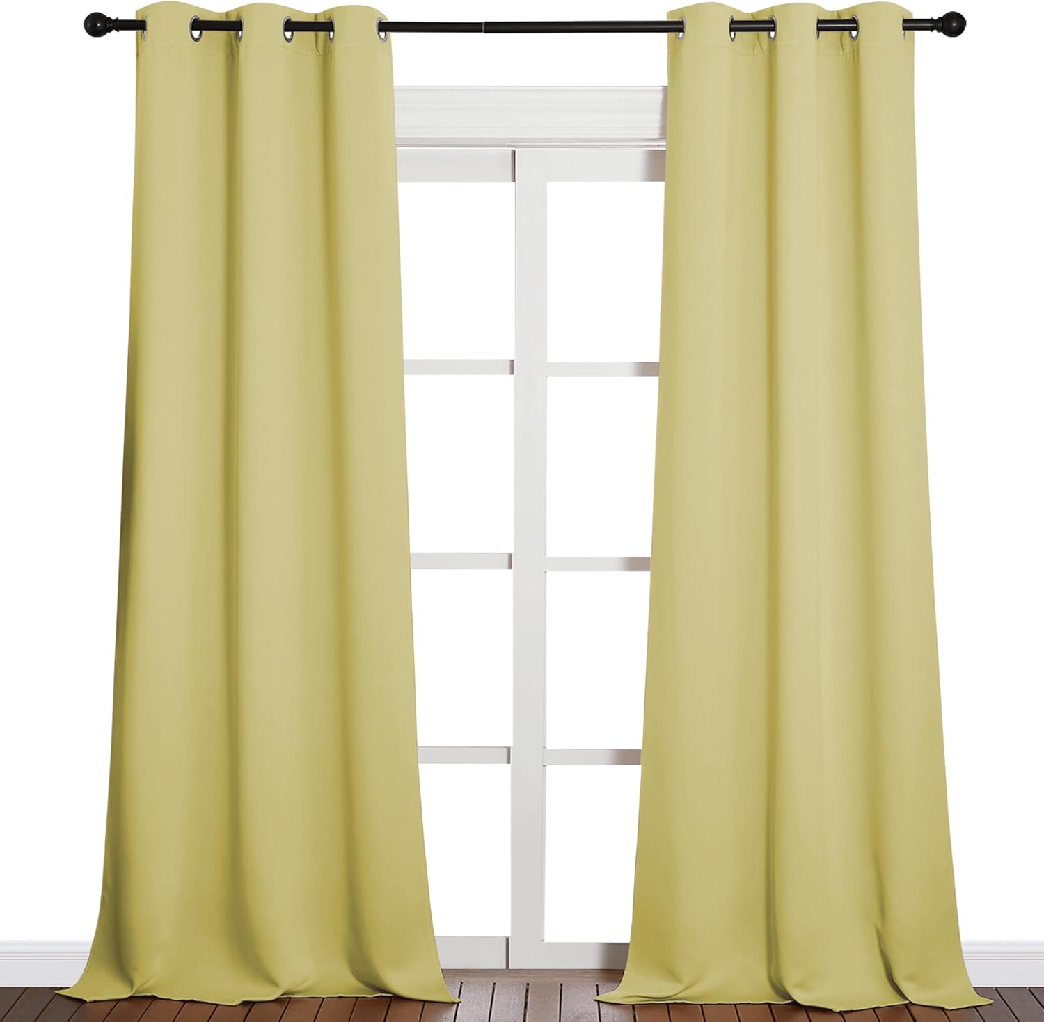 NICETOWN Blackout Curtains for Patio Glass Doors - Paler Yellow, 42" W x 95" L, 1 Pair | Privacy Panel Drapes