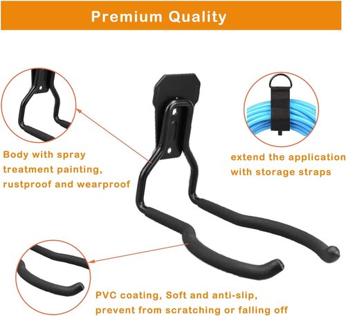 Garden Power Tool Hanger - Garage Wall Hooks for Weedeater & String Trimmer Storage | Black, 2 Pcs