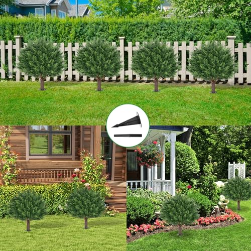 24-Inch Artificial Cypress Topiary Plants, UV-Resistant Set of 2