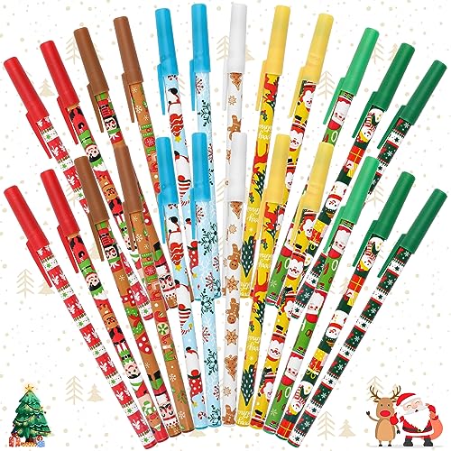 SULOLI 24-Pack Christmas Ballpoint Pens Assorted 12 Styles – Holiday Gift & Office Supplies