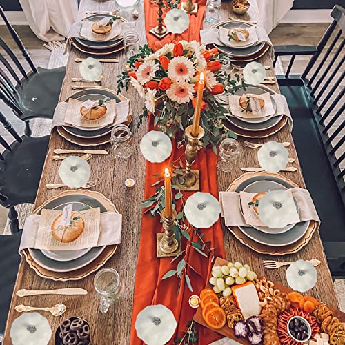 12-Piece Set 3.1-inch White Artificial Pumpkins for Fall Home Decor