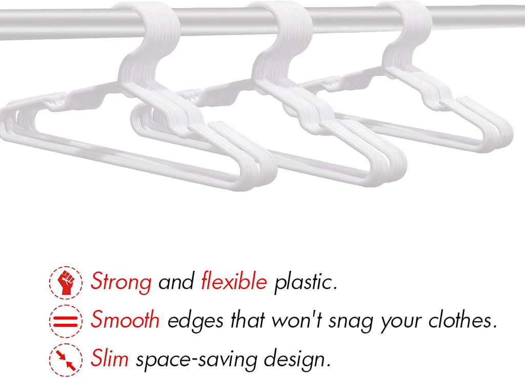 White Kids Hangers by [Brand Name] - Durable 11.6 Inch Baby Clothes Hangers for Toddlers & Children | Non-Slip, Space-Saving Design