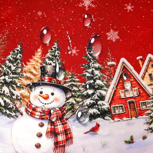 QCHDLN Red Santa Christmas Table Cloth 84x60 Inches Rectangular Holiday Decor