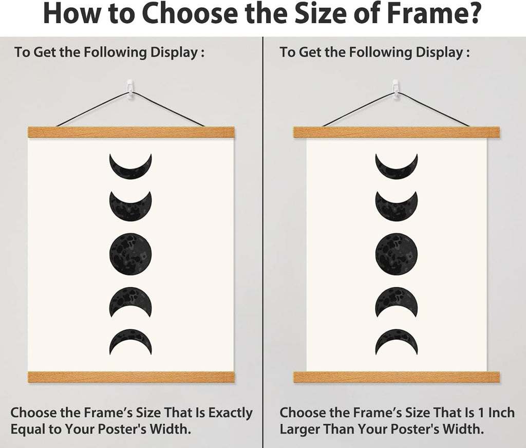 Skiennix Magnetic Poster Hanger Frame - Teak Wood Design for 20x30, 20x28, 20x20 Movie & Music Posters | Stylish Wall Art Display