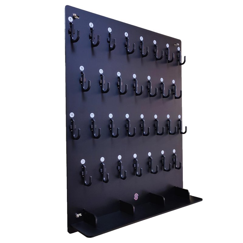 PROSPACE P0015 Acrylic Key Hooks with 30 Hooks Upgrade Thick Buckle 14 3/4ʺW x 18 3/4ʺL Wall-Mounted Key Hanging Board for Garage, Car Dealer, Office, Hotel, Real Estate (Matte Black with Pallet x2)