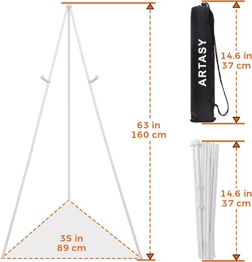 ARTASY 63" Portable Easel Stand - Perfect for Wedding Signs & Posters | Supports 5 lbs - White 1/Pack