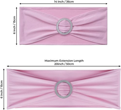 Babenest Spandex Chair Sashes Bows - 30PCS Premium Stretch Covers with Buckle Slider | Pink Elastic Ties for Weddings & Events