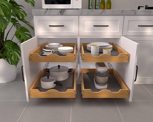 OCG Pull Out Cabinet Organizer 20"W x 21"D, Slide Out Wood Drawer Shelf, Pull Out Shelves for Base Cabinet Organization in Kitchen, Pantry, Bathroom
