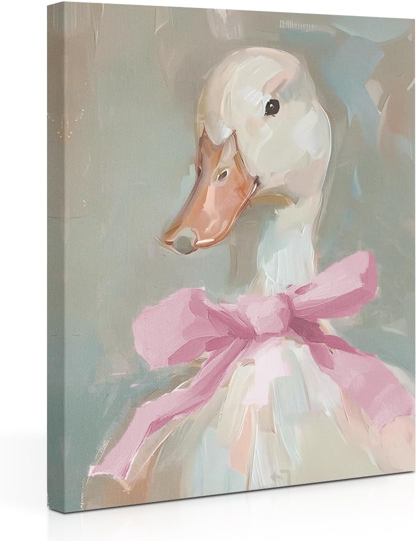 Regine Switzerland Cute Duck Canvas Wall Art - Framed Aesthetic Decor for Animal Lovers | 11.5x15 In
