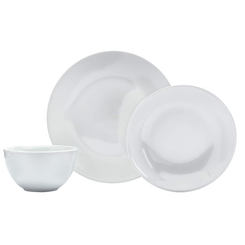Denmark White Catering and Dining- Commercial Chef Restaurant Grade Scratch Chip Resistant Dishwasher Oven Microwave Safe Dinner Soup Cereal Plate Bowl, 12 Piece White Vitrified Dinnerware Set