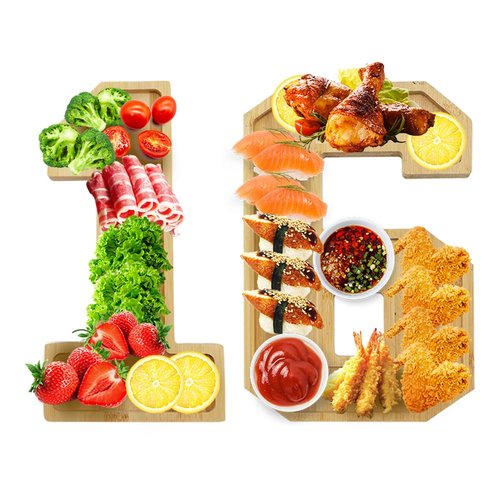 Valguri Wooden Charcuterie Number Fillable Board Box, Fruit Cheese Platter Vegetable Food Dish, Reuseable Serving Tray for Home Decor, Birthday Party Decorations (16)
