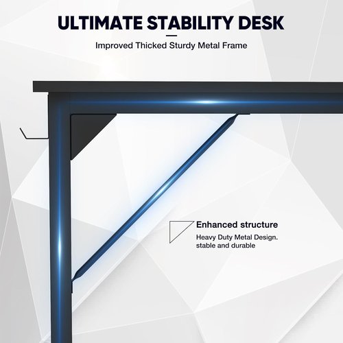 DUMOS 63-Inch Modern Office Computer Desk - Stylish Writing & Study Table for Home | Black Finish