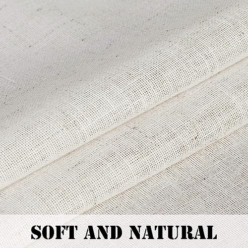 H.VERSAILTEX 2 Pack Ultra Luxurious Solid High Woven Linen Elegant Semi Sheer Curtains 7 Tab Top Breathable and Airy Drapes for Bedroom/Living Room - 52 by 96 Inch, Set 2 Panels, Heathered Natural