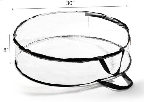 Hedume Wreath Storage Bag - 2 Pack Clear 30" X 8" Container with Dual Zipper and Reinforced Handle
