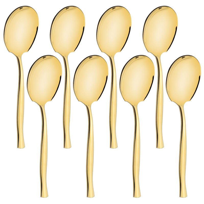 Taysisiter 8 Pieces Stainless Steel Serving Spoon, Gold Buffet Serving Spoons