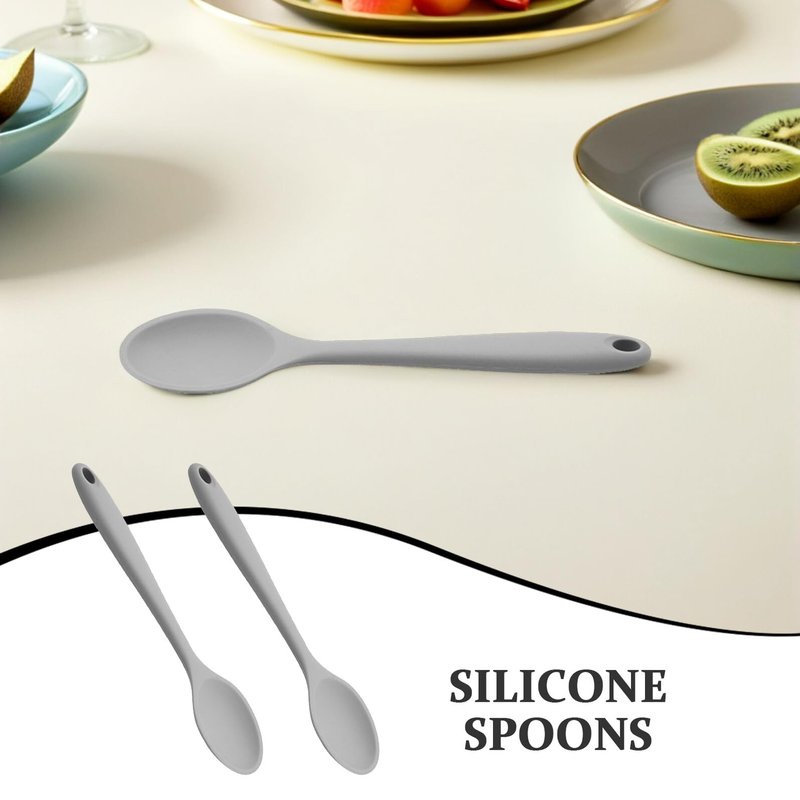 BIUDECO 4pcs Silicone Spoon Japanese Ramen Spoons Cake Decoration Soup Scoop Food Serving Spoons Rice Cream Soup Spoons Kitchen Mixing Spoon Concentrate Cooking Spoon