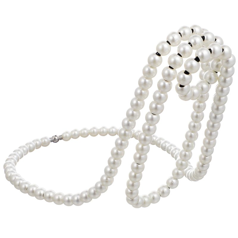 BESPORTBLE Artificial Pearl Necklace Floating Wine Rack, Metal Wine Bottle Holder Novelty Single Wine Bottle Stand for Bar and Home Decoration