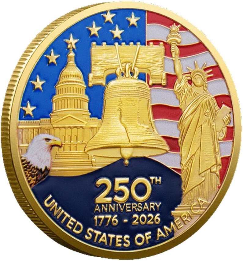 U.S. Army Commemorative Gold-Plated Challenge Coin - Double-Sided Military Collectible for Veterans, 1776-2026