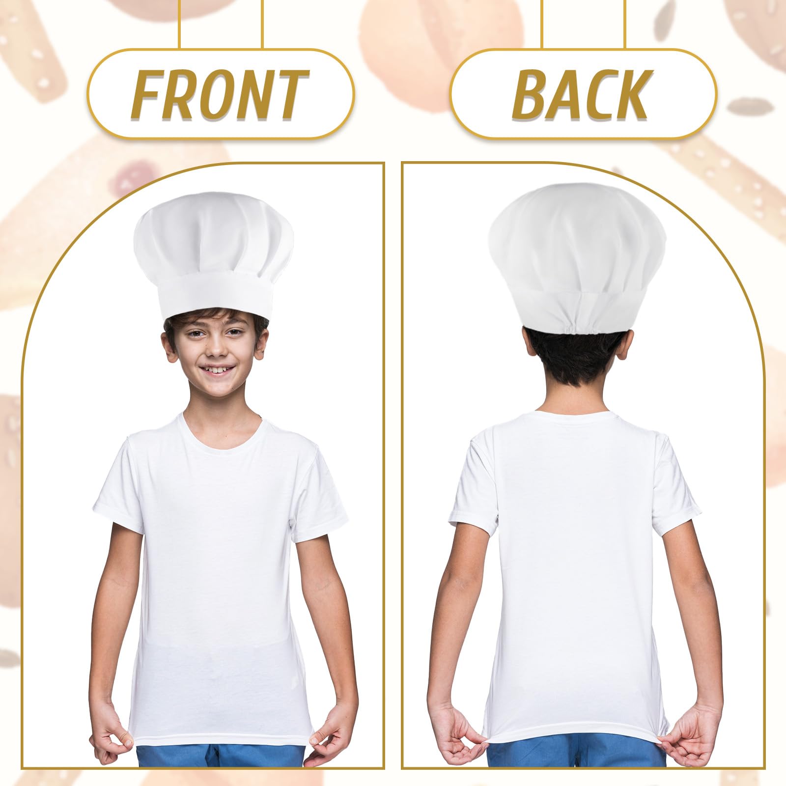 10 Pieces Kids Chef Hat Adjustable White Chef Hats Kitchen Chef Caps Elastic Cotton Cooking Cap for Kids Home Kitchen Cooking Baking Party School Home