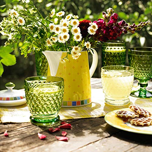 Green Crystal Glass Tumbler with Hobnail Design, 330ml
