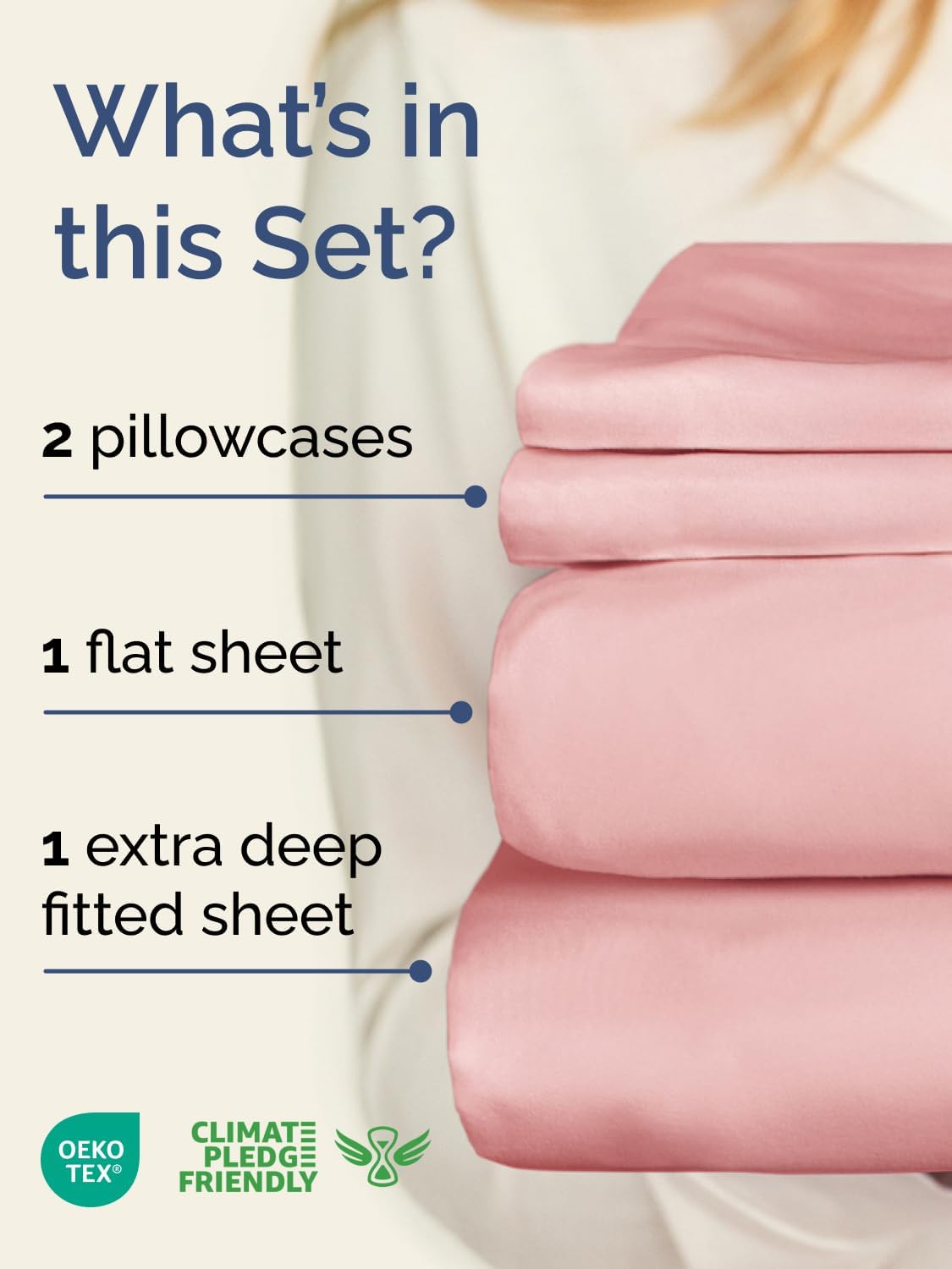 Skiennix Extra Deep Twin Sheet Set - 4-Piece Breathable Cooling Bedding - Soft Wrinkle-Free Baby Pink