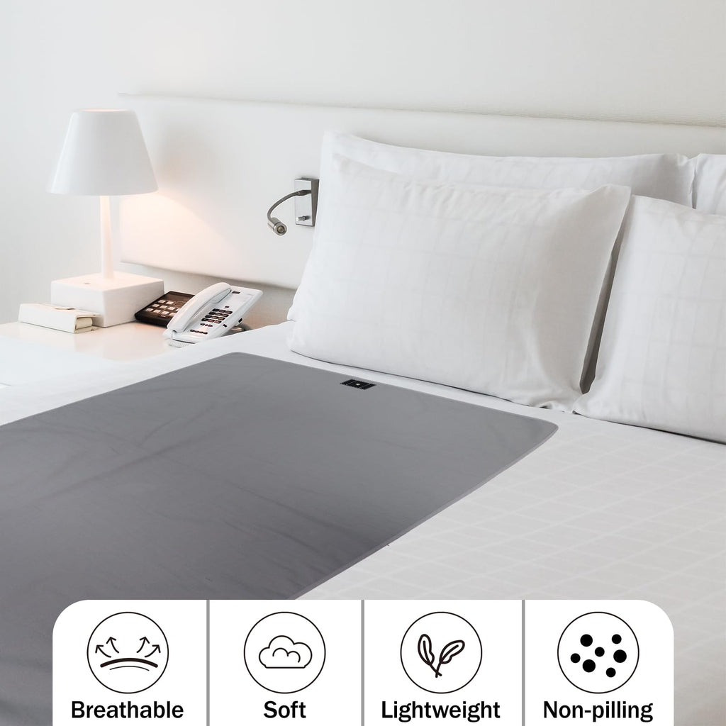 MINPWNP Grounding Blanket, Grounding Throw Blanket for Bed, Earth Connected Flannel Grounding Bed Sheets with Pure Silver Fiber for Improved Sleep, Reduced Stress (47"x59", Grey)