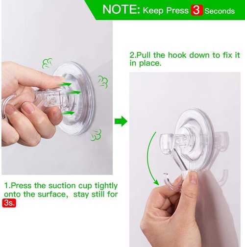 LUXEAR Suction Cup Hooks - 6 Pack Reusable Waterproof Hooks for Bathroom, Kitchen & Travel | Clear