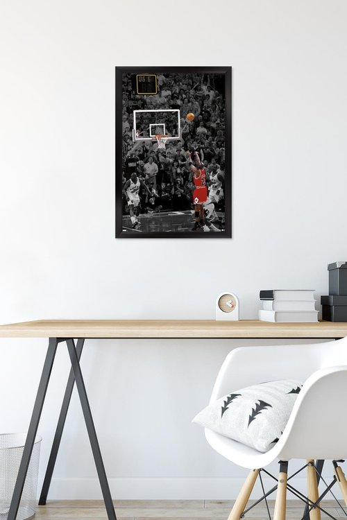 Michael Jordan - The Shot Wall Poster, 22.4L" x 14.7W", Black Framed Version