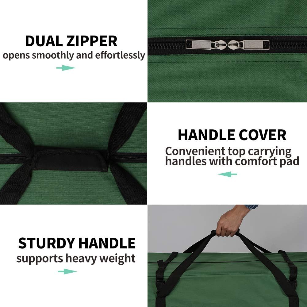 OurWarm Christmas Tree Storage Bag - Extra Large Heavy Duty Container with Zipper & Reinforced Handles | Fits 7.5ft Artificial Tree, 50" x 15" x 20", Green
