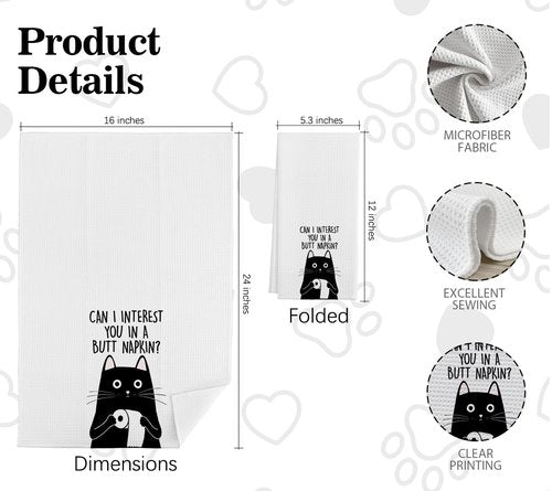 Bnwepo Funny Cat Bathroom Decor Towels,Decorative Towels for Kitchen Bathroom, Gifts for Cat Lovers 16 x 24 inch