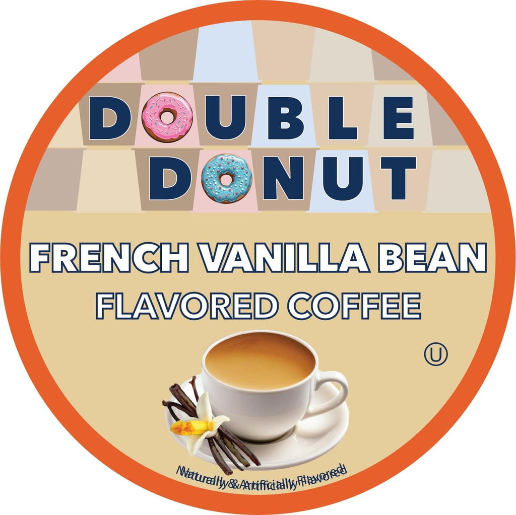 Double Donut Coffee French Vanilla Flavored Coffee Pods, Medium Roast Coffee, Compatible with Keurig K Cups Brewers, 20 Count